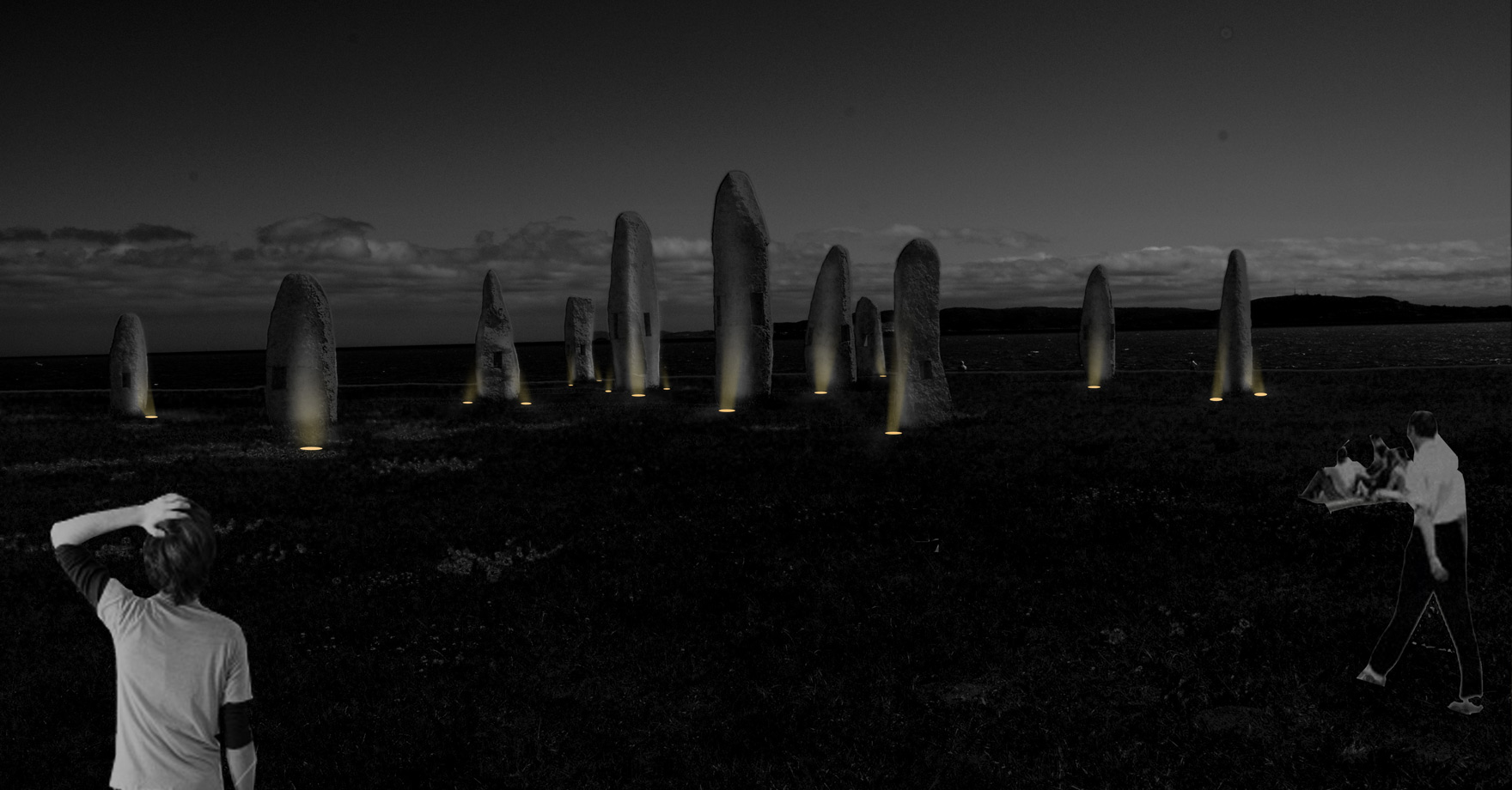 Il·luminació exterior dissenyada per Nurlighting - Alfred Sá per als Menhirs a la Corunya